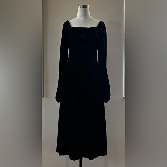 HILL HOUSE Green Velvet Long Sleeve The Jasmine Nap Dress -  Size S - Picture 2 of 8
